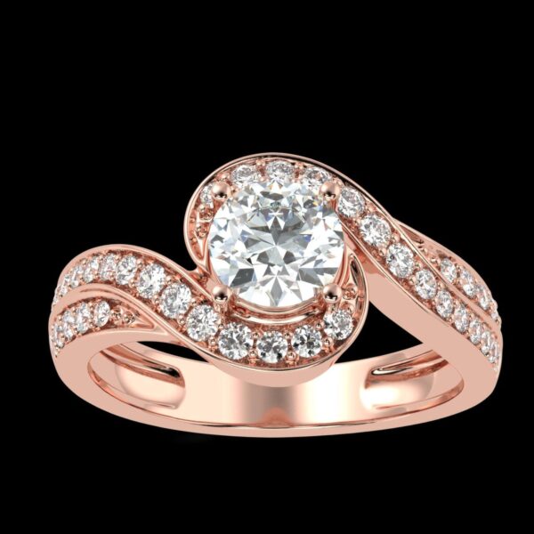 Spiral Style Diamond Ring Made In 18/14/10 KT Gold Embellished With Certified Lab Diamonds For Anniversary And Birthday Gift For Special One