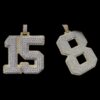 Golden Numbers 2"Long & 2"Wide Made With 14 KT Gold/10 KT Gold Embellished With Moissanite Diamonds Available In Single / Double Digit Both.
