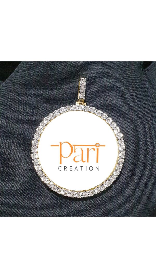 Iced Out Photo Pendant With Illusion Setting Made in 14 KT Gold & 10 KT Gold Embellished With Shinny Moissanite Stone For The Memorial Gift