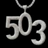Iced Out 1.75" Long 3" Wide 3 Digit Number made in 925 Sterling Silver Studded With Shinny Moissanite Diamonds In Any number can be Made