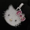Adorable Iced Out Kitty Pendants Made In 925 Sterling Silver Embellished With Shinny Moissanite Diamonds For The Gift To Cat Lovers