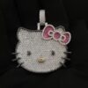 Adorable Iced Out Kitty Pendants Made In 925 Sterling Silver Embellished With Shinny Moissanite Diamonds For The Gift To Cat Lovers