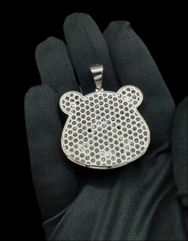 3D Panda Face Pendant Made in 925 Sterling Silver Embellished with Shinny Moissanite Diamond For Birthday,Special Gift Of Love And Affection