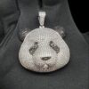 3D Panda Face Pendant Made in 925 Sterling Silver Embellished with Shinny Moissanite Diamond For Birthday,Special Gift Of Love And Affection