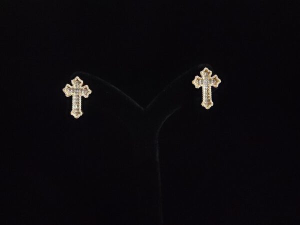 Elegant Cross Earrings Made In 10KT Gold / 14KT Gold Embellished With Shinny Moissanite Diamonds As A Gift To Women's On Special Occasions