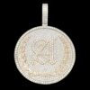 2"Circle With Any Letters In Center Pendant Made in 925Sterling Silver Studded with Shinny Moissanite Diamond For Birthday And Memorial Gift
