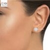 Flower Shape Looking Like Solitaire Women's Push Back Certified Earring in 18kt Gold Studded With VVS Lab Grown Diamond, Custom Trendy Gift