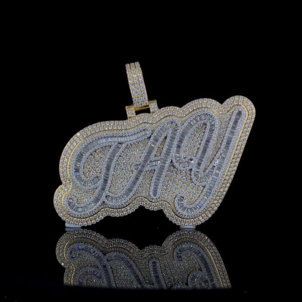 Iced Out Customized Name Pendant Made In 925 Sterling Silver Embellished With Shinny Moissanite Diamonds For Birthday And Memorial Gift