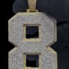 Iced Out Number Pendant Made In 925 Sterling Silver Embellished With Shinny Moissanite Diamonds For Birthday And Memorial Gift