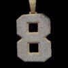 Iced Out Number Pendant Made In 925 Sterling Silver Embellished With Shinny Moissanite Diamonds For Birthday And Memorial Gift