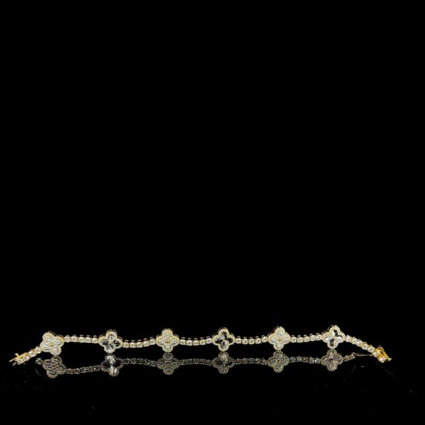 Elegant Flower Bracelet Made In 10 / 14 KT Gold Embellished With VVS Moissanite Diamond For Anniversary And Birthday Gift To Special One