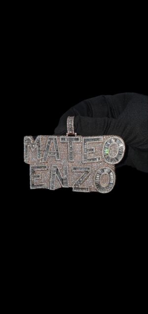 Iced Out Customized 2" Long 4" Wide Pendant with Any Name Made in 925 Sterling Silver Embellished With Shinny Moissanite Diamonds For Gift