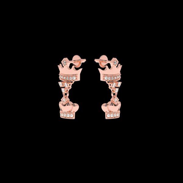 VVS Gems Crown Drop Earring Made In 18 / 14 / 10 KT Gold Embellished With Certified Lab Diamonds For The Birthday And Anniversary Gift