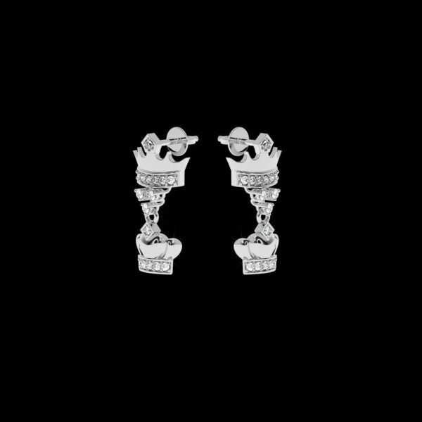VVS Gems Crown Drop Earring Made In 18 / 14 / 10 KT Gold Embellished With Certified Lab Diamonds For The Birthday And Anniversary Gift