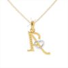 Initial Letter Pendant From A To Z Made In 18/4/10 KT Gold Studded With Lab Certified Diamonds With Chain For Birthday And Anniversary Gift