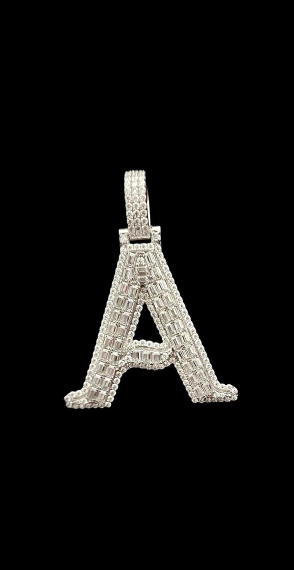 Iced Out Any Alphabet Letter Pendant In Any Size Made in 925 Sterling Silver Embellished with Shinny Moissanite Diamonds For Birthday Gift