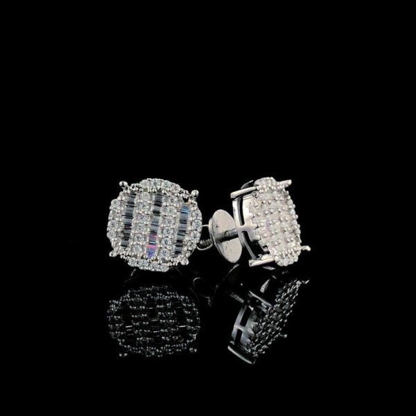 Iced Out Round Shape Earring Made in 18 / 14 / 10 KT Gold Embellished with Shinny Moissanite Diamonds For The Birthday And Anniversary Gift