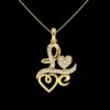 Love Style Pendant Made In 18/ 14/ 10/ KT Gold Embellished With Certified Lab Diamonds For The Birthday And Anniversary Gift To Special One