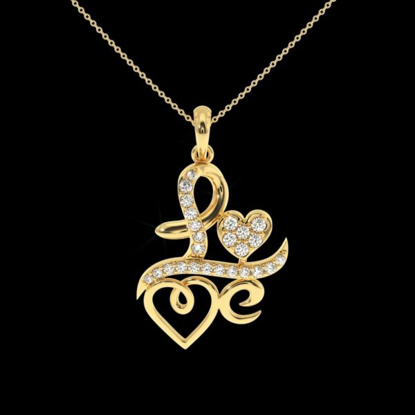 Love Style Pendant Made In 18/ 14/ 10/ KT Gold Embellished With Certified Lab Diamonds For The Birthday And Anniversary Gift To Special One