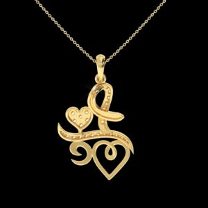 Love Style Pendant Made In 18/ 14/ 10/ KT Gold Embellished With Certified Lab Diamonds For The Birthday And Anniversary Gift To Special One