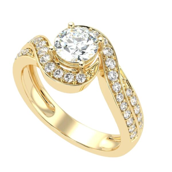 Spiral Style Diamond Ring Made In 18/14/10 KT Gold Embellished With Certified Lab Diamonds For Anniversary And Birthday Gift For Special One
