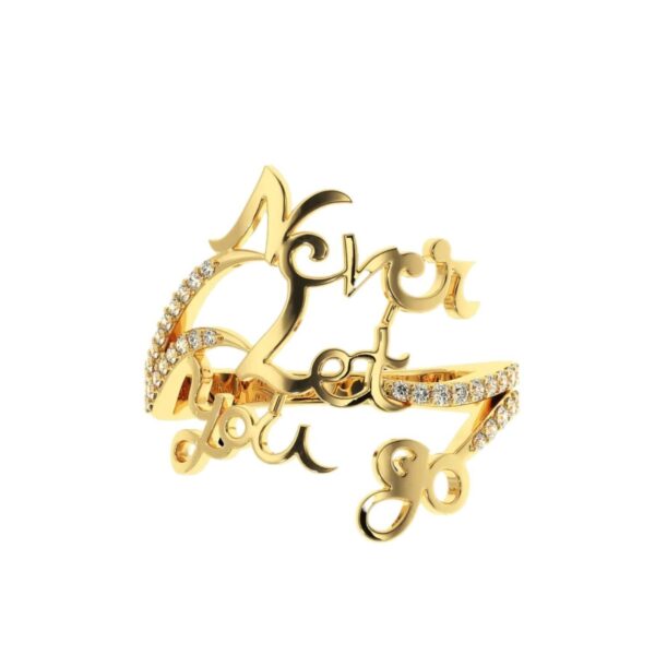 Never Let You Go Style Ring Made 18 / 14 / 10KT Gold Embellished With Certified Lab Diamonds For Anniversary And Forever Special Person Gift