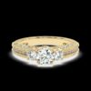Three Stone Engagement Diamond Ring Made In 18 / 14 / 10 KT Gold Embellished With Certified Lab Diamonds For Wedding And Anniversary Gift