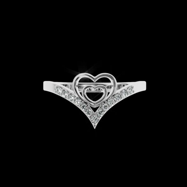 Double Heart Gold Ring Made In 18/14/10 KT Gold Embellished With Certified Lab Diamonds For Wedding And Anniversary Gift For Special Person