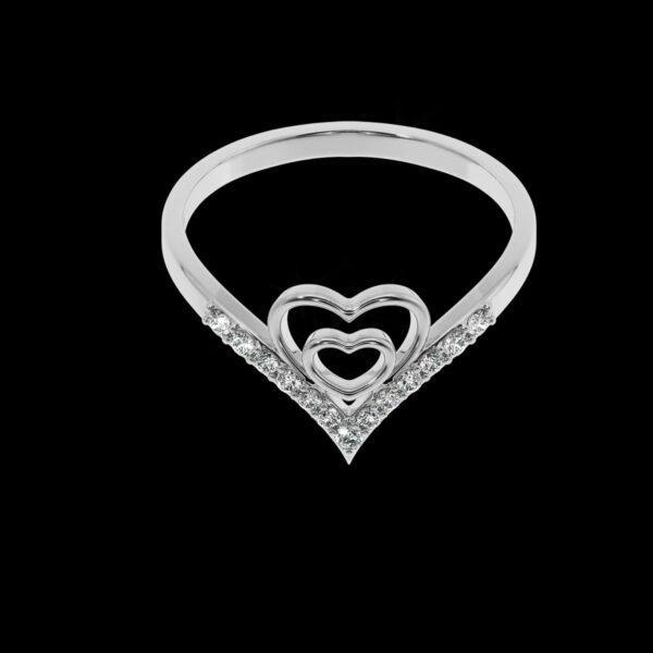 Double Heart Gold Ring Made In 18/14/10 KT Gold Embellished With Certified Lab Diamonds For Wedding And Anniversary Gift For Special Person