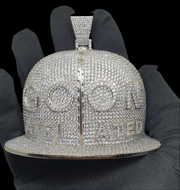 Iced Out Goon Hip Hop Customized Cap Shape Pendant Studded With Shinny Moissanite Diamonds For The Birthday And Memorial Gift Unisex Pendant
