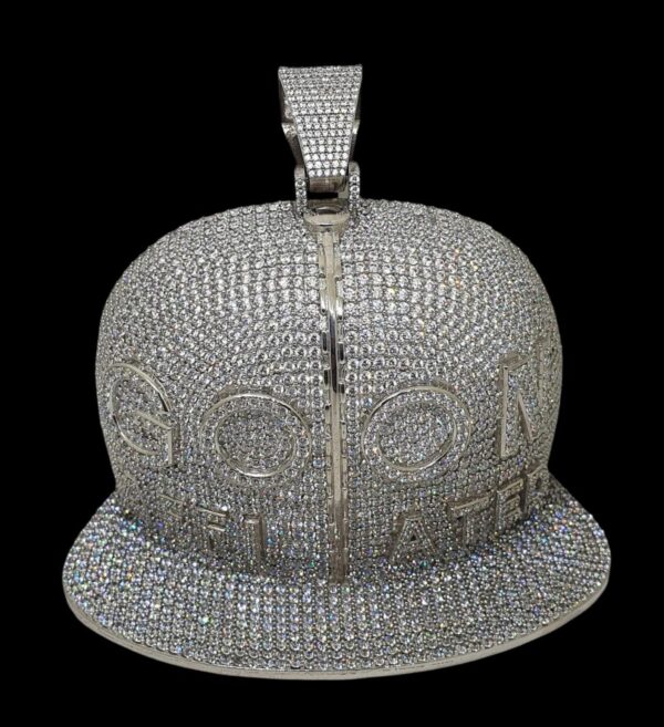 Iced Out Goon Hip Hop Customized Cap Shape Pendant Studded With Shinny Moissanite Diamonds For The Birthday And Memorial Gift Unisex Pendant