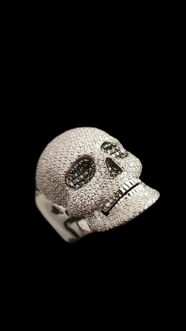 Iced Out Skull Ring Made in 925 Sterling Silver Studded with VVS Colorless Moissanite Stone Unique Ring Hip hop Ring Ghost Style
