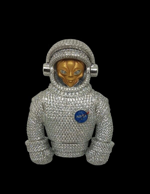 3" Long Spaceman Suit with Alien Face having Shutter mechanism 925 Silver Customized Fully Studded with CZ/ Moissainite Trendy Pendant
