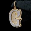 Iced Out Initial G Letter Pendant 3"Long 1.25"Wide Made In 925 Sterling Silver Embellished With Shinny Moissanite Diamonds For Birthday Gift