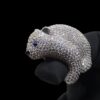 Iced Out Bear Shape Animal Ring Made in 925 Sterling Silver Embellished With Shinny Moissanite Stones For The Birthday Gift , Unisex Ring