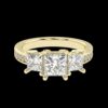 3 Stone Princess Cut Diamond Ring Made In 18 / 14 /10 KT Gold Studded With Certified Lab Diamonds For Anniversary And Birthday Gift