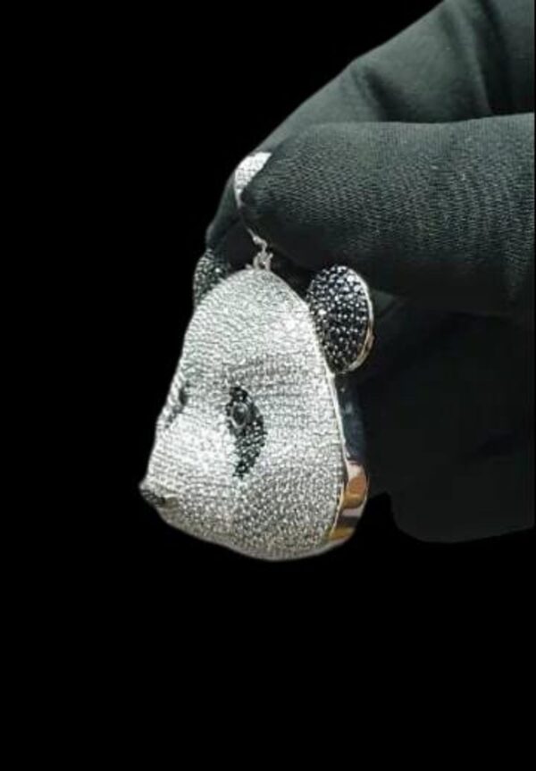3D Panda Face Pendant Made in 925 Sterling Silver Embellished with Shinny Moissanite Diamond For Birthday,Special Gift Of Love And Affection