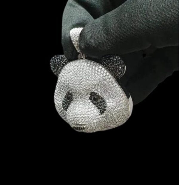 3D Panda Face Pendant Made in 925 Sterling Silver Embellished with Shinny Moissanite Diamond For Birthday,Special Gift Of Love And Affection
