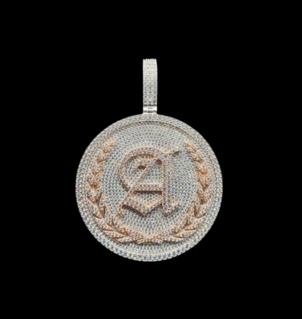 2"Circle With Any Letters In Center Pendant Made in 925Sterling Silver Studded with Shinny Moissanite Diamond For Birthday And Memorial Gift
