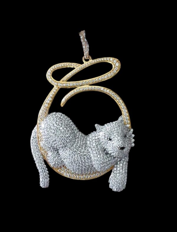 Iced Out Bear Pendant 2.5"High and 2"Wide Made in 925 Sterling Silver Embellished With Shinny Moissanite Diamond For Birthday And Party Gift