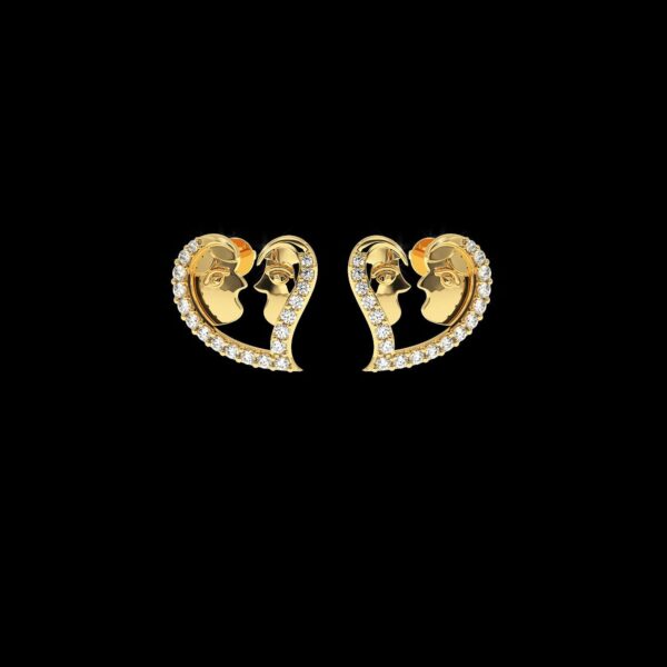 Heart Shape Diamond Earring Made In 18 / 14 / 10 KT Gold Embellished With Certified Lab Diamonds For The Birthday And Anniversary Gift
