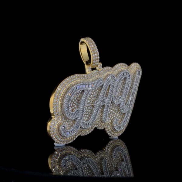 Iced Out Customized Name Pendant Made In 925 Sterling Silver Embellished With Shinny Moissanite Diamonds For Birthday And Memorial Gift