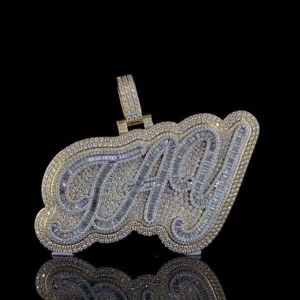Iced Out Customized Name Pendant Made In 925 Sterling Silver Embellished With Shinny Moissanite Diamonds For Birthday And Memorial Gift