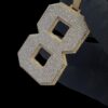 Iced Out Number Pendant Made In 925 Sterling Silver Embellished With Shinny Moissanite Diamonds For Birthday And Memorial Gift