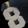 Iced Out Number Pendant Made In 925 Sterling Silver Embellished With Shinny Moissanite Diamonds For Birthday And Memorial Gift
