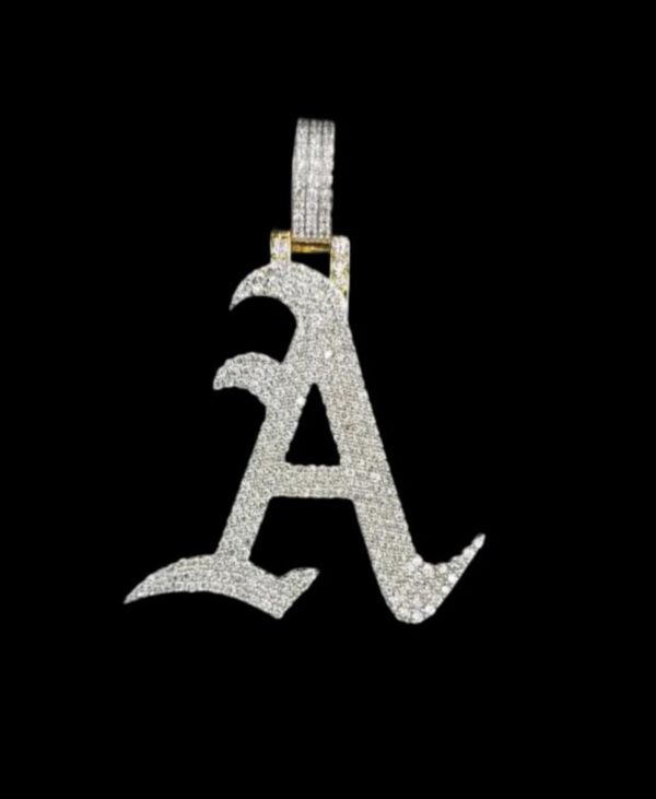 Iced Out Pendant In 925 Sterling Silver Studded with VVS Moissanite Stones, Unisex Pendant, Initial Letter Pendant, Handmade Jewelry