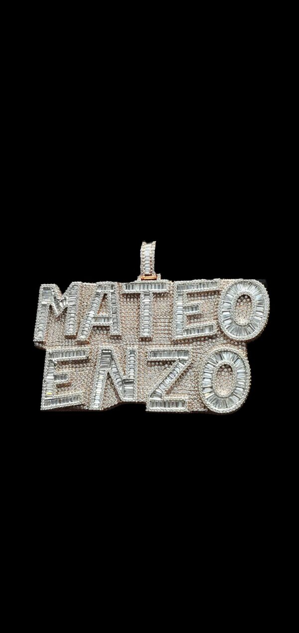 Iced Out Customized 2" Long 4" Wide Pendant with Any Name Made in 925 Sterling Silver Embellished With Shinny Moissanite Diamonds For Gift