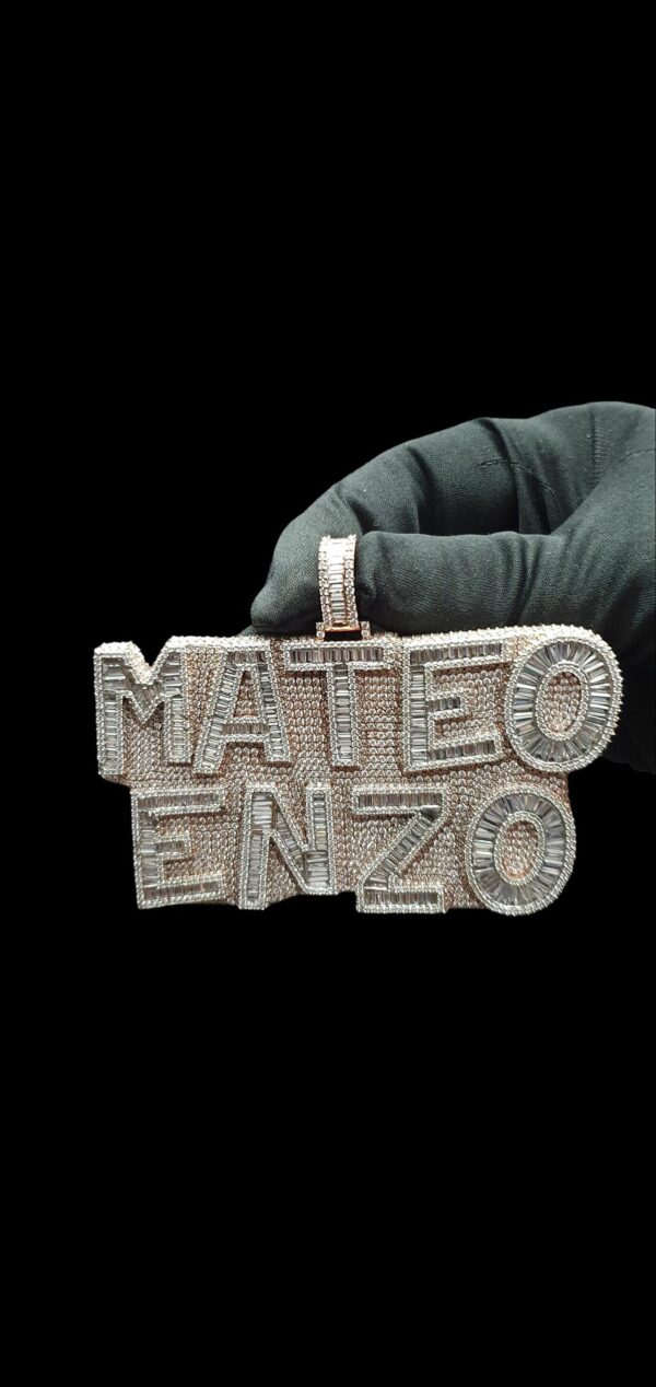 Iced Out Customized 2" Long 4" Wide Pendant with Any Name Made in 925 Sterling Silver Embellished With Shinny Moissanite Diamonds For Gift