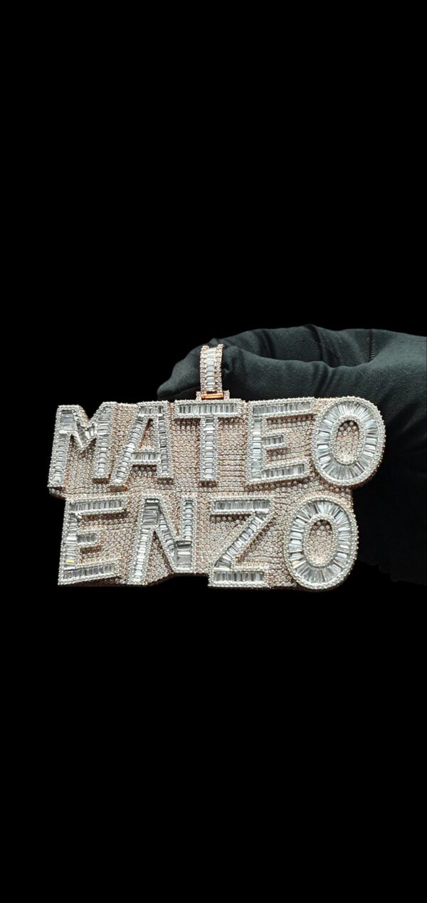 Iced Out Customized 2" Long 4" Wide Pendant with Any Name Made in 925 Sterling Silver Embellished With Shinny Moissanite Diamonds For Gift