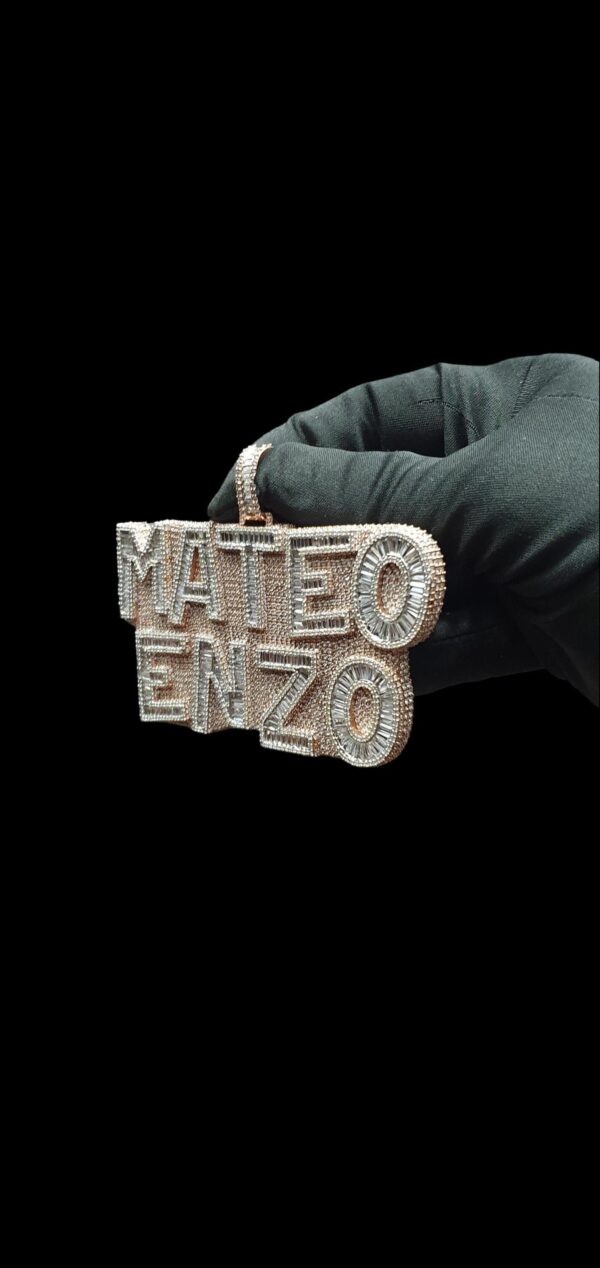 Iced Out Customized 2" Long 4" Wide Pendant with Any Name Made in 925 Sterling Silver Embellished With Shinny Moissanite Diamonds For Gift